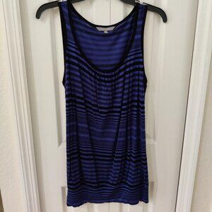 Daisy Fuentes Women's Blue Black Sleeveless Striped Tank Top Small